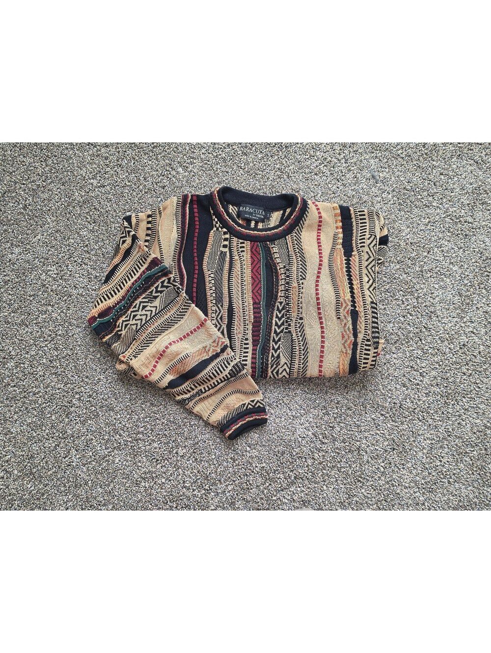 Baracuta (Tundra) 3D Knit Sweater L | 90s Crewneck